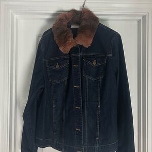 Chico's Brown Faux Fur Collar Jacket